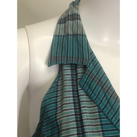 1970s-1980s MS.CHAUS Plaid Halter Collared Adjustable WRAP Dress W/Pockets. XS - Picture 4 of 10